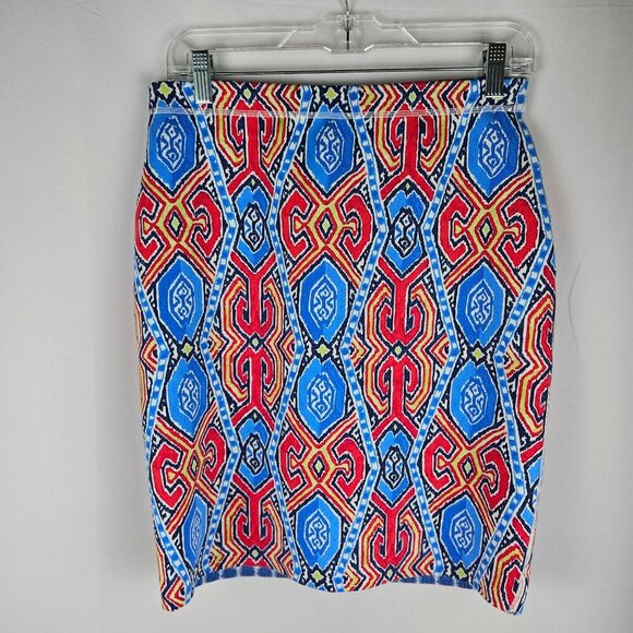 J. McLaughlin Skirt Small Reversible Casavito Halle Ikat Pencil Luxury - Picture 3 of 11